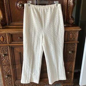 Vintage 70’s Sears cream color knit coastal grandma flare pants.